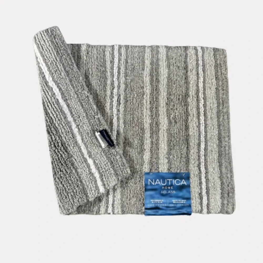 NAUTICA BATH MAT - NAUTICA BATH RUG - COTTON RUG - REVERSIBLE - NAUTICA MAT
